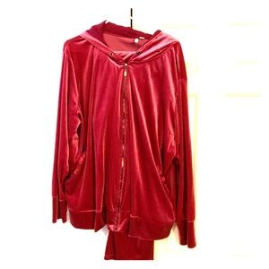 Two piece pink plus size velvet sweatsuit